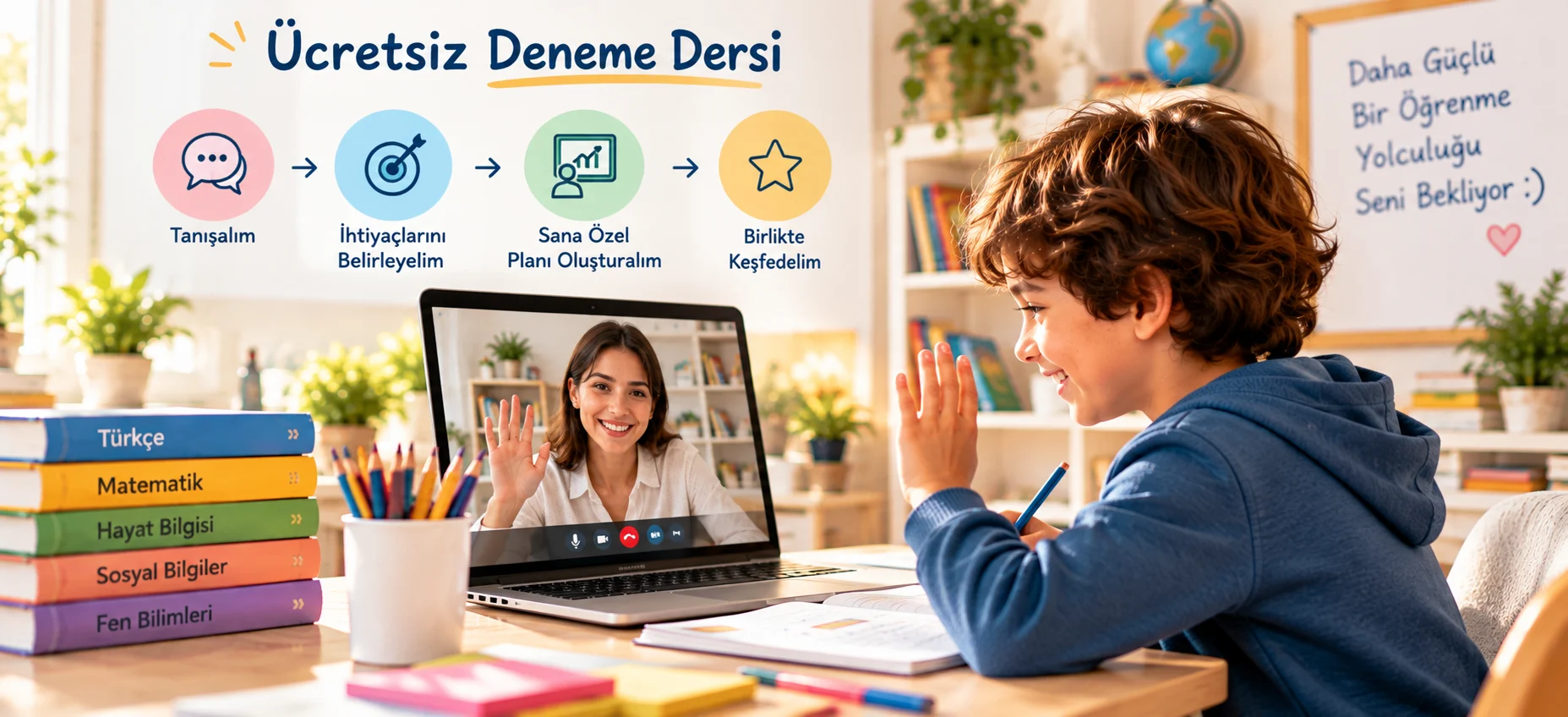 Öğretmen ve öğrenciyle deneme dersi çalışması